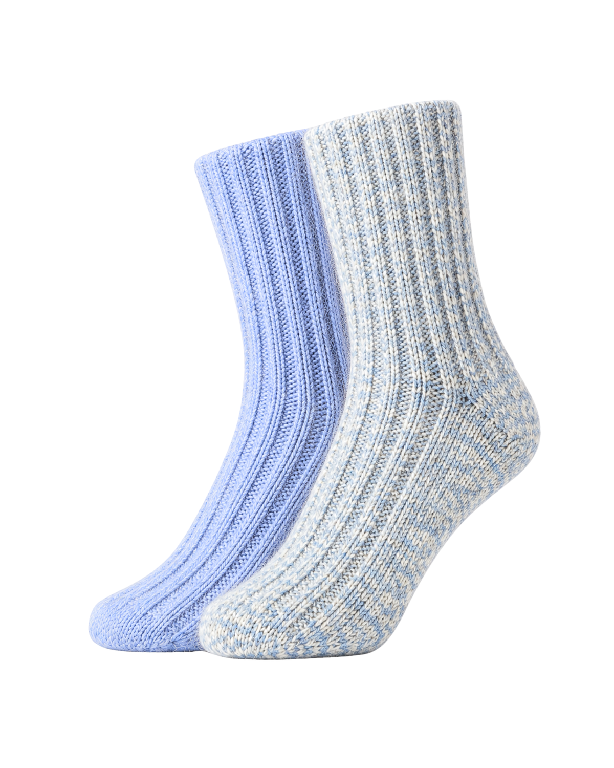 Alpaka Wollsocken 2er-Pack Hellblau/Blau meliert – Packshot