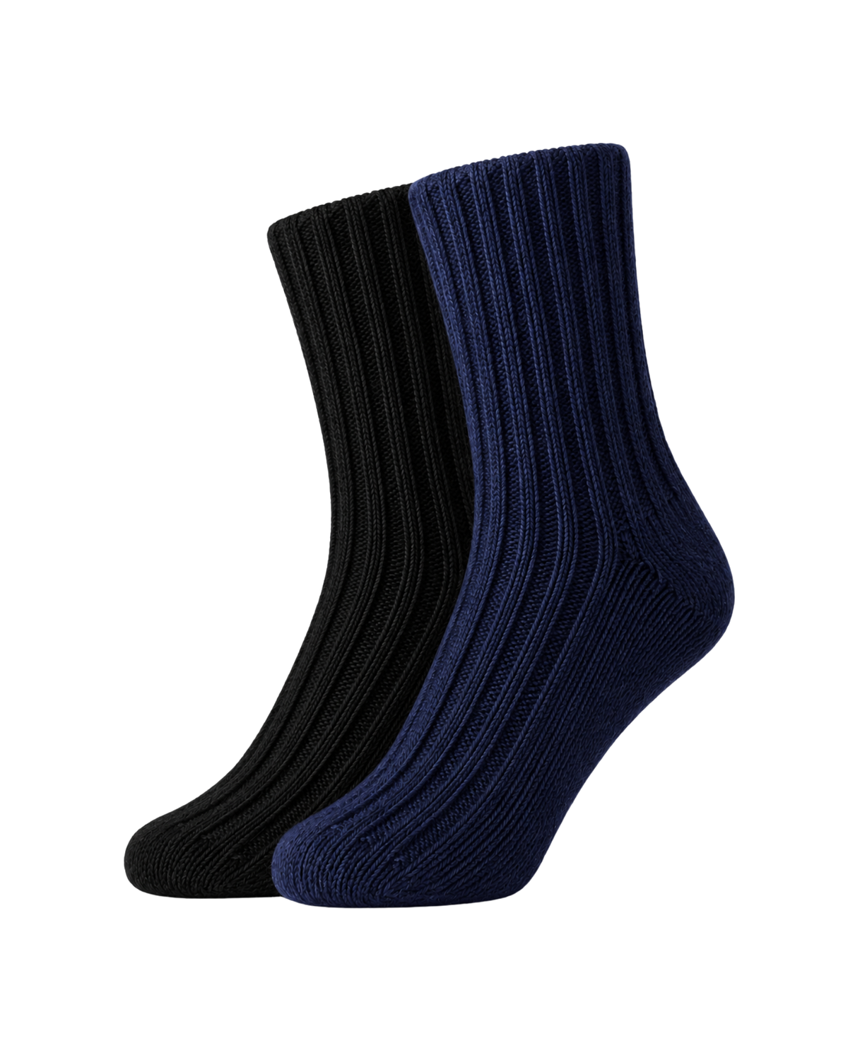 Alpaka Wollsocken 2er-Pack Navy/Schwarz – Packshot