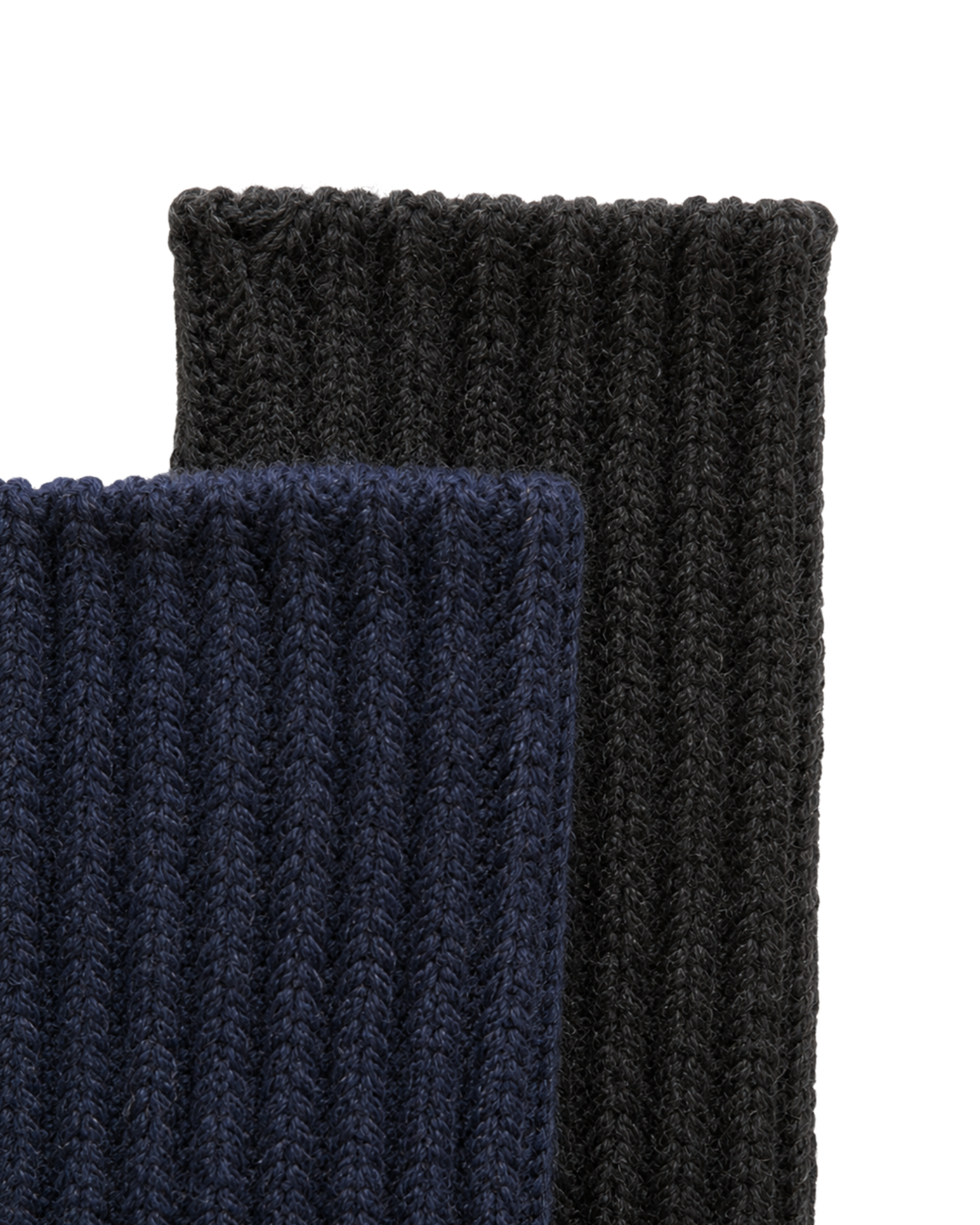 Alpaka Wollsocken 2er-Pack Navy/Schwarz – Detailansicht Strick