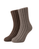 Alpaka Wollsocken 2er-Pack Braun/Taupe – Packshot