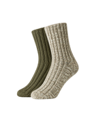 Alpaka Wollsocken 2er-Pack Oliv/Natur – Packshot