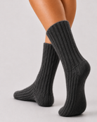 Alpaka Wollsocken 2er-Pack Grau/Anthrazit – getragen