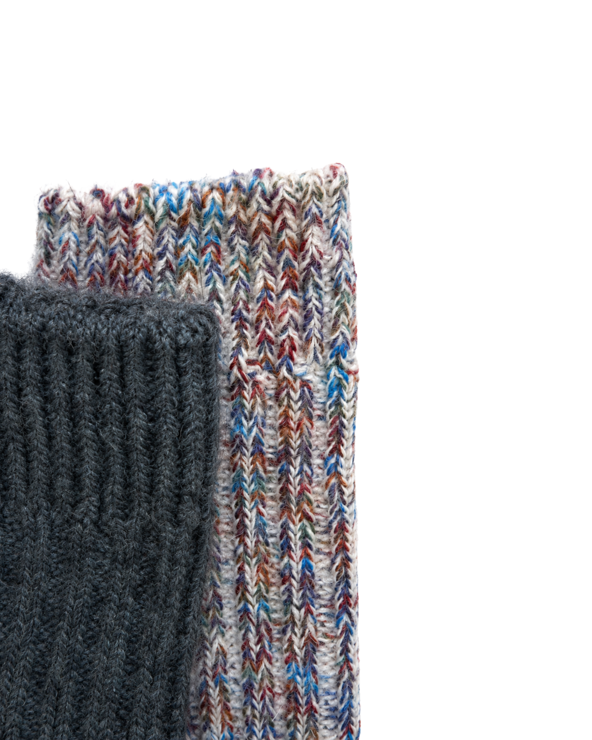 Alpaka Wollsocken 2er-Pack Jeansblau/Blau meliert – Detailansicht Strick