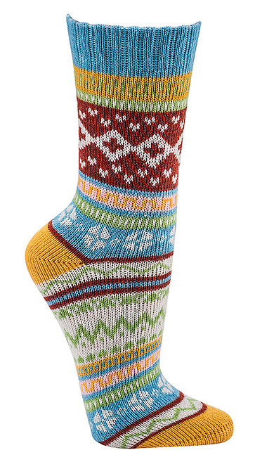 HomeOfSocks Norweger Hygge Socken Baumwolle Bunt Kuschelig Damen Kinder Blau