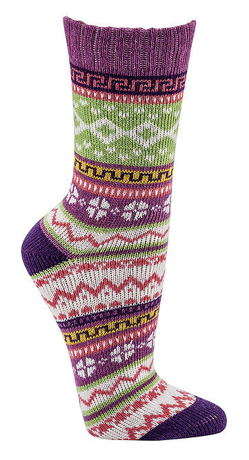 HomeOfSocks Norweger Hygge Socken Baumwolle Bunt Kuschelig Damen Kinder Lila