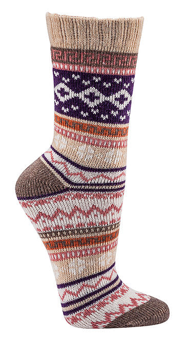 HomeOfSocks Norweger Hygge Socken Baumwolle Bunt Kuschelig Damen Kinder Beige